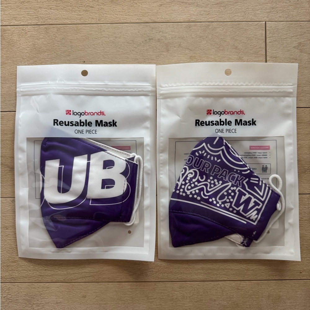UW Logobrands Purple Reusable Masks - set of 2